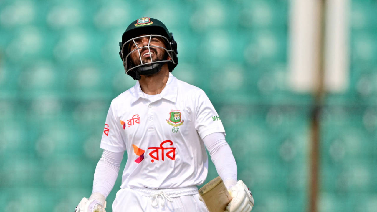 Mominul Haque cuts a dejected figure, out for a counterattacking 50 off 56, Bangladesh vs Sri Lanka, 2nd Test, Chattogram, 4th day, April 2, 2024