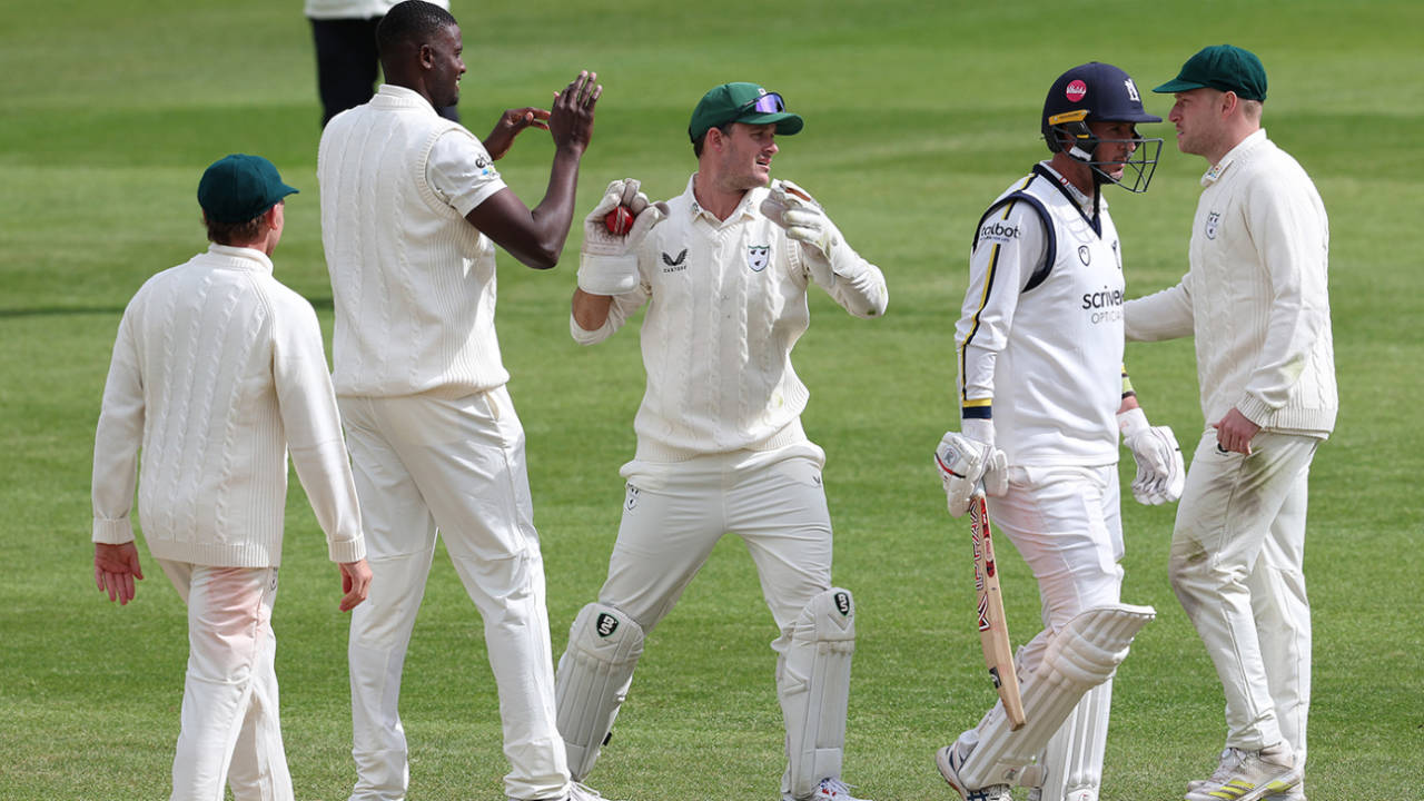 Jason Holder removed last man Chris Rushworth, Warwickshire vs Worcestershire, County Championship, Division One, Edgbaston, April 7, 2024