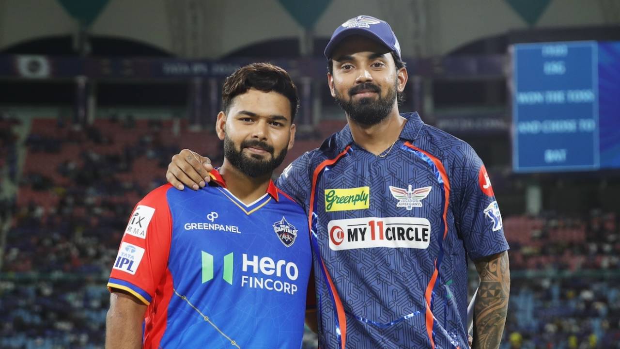 Rishabh Pant and KL Rahul at ths toss - Rahul won and opted to bat, Lucknow Super Giants vs Delhi Capitals, IPL 2024, Lucknow, April 12, 2024
