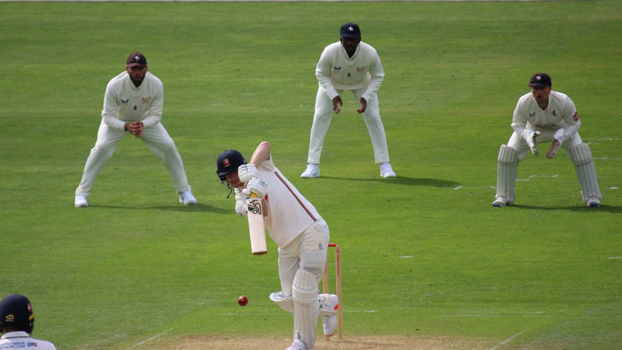 Jordan Cox made a free-flowing fifty against his former team-mates on the first day at Chelmsford, Essex vs Kent, County Championship, Division One, April 12, 2024
