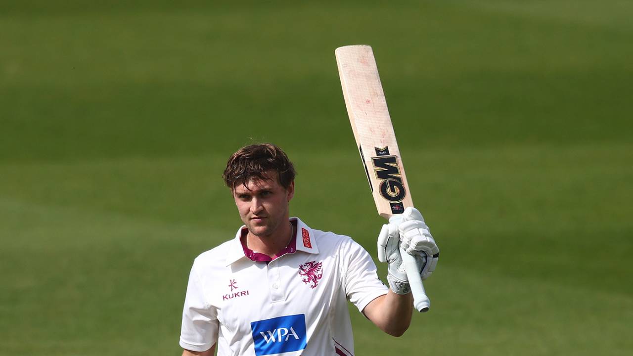 Tom Lammonby acknowledges his century, Surrey vs Somerset, County Championship, Division One, The Oval, April 12, 2024