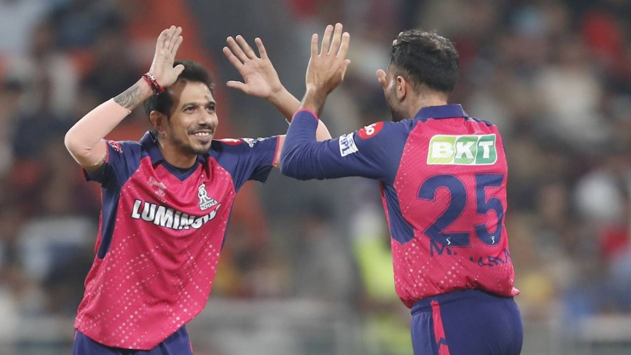 Yuzvendra Chahal of Rajasthan Royals (left) is the leading wicket-taker of IPL 2024, and the only spinner among the top ten wicket-takers&nbsp;&nbsp;&bull;&nbsp;&nbsp;Associated Press