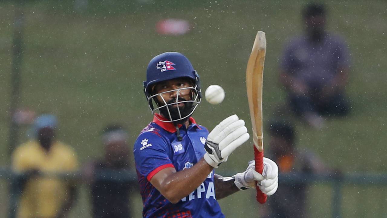 Dipendra Singh Airee bats one away, India vs Nepal, Asia Cup, Pallekele, September 4, 2023