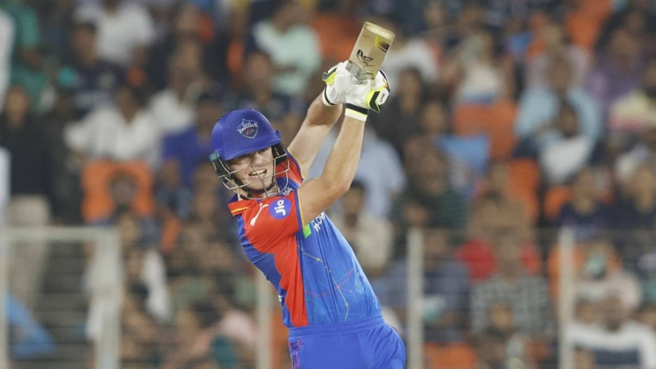 Jake Fraser-McGurk lofts one down the ground, Gujarat Titans vs Delhi Capitals, IPL 2024, Ahmedabad, April 17, 2024