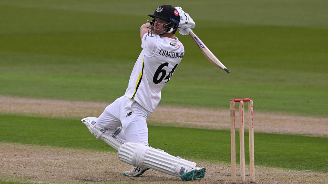Ben Charlesworth cuts firmly during his half-century, Sussex vs Gloucestershire, County Championship, Division Two, Hove, April 19, 2024