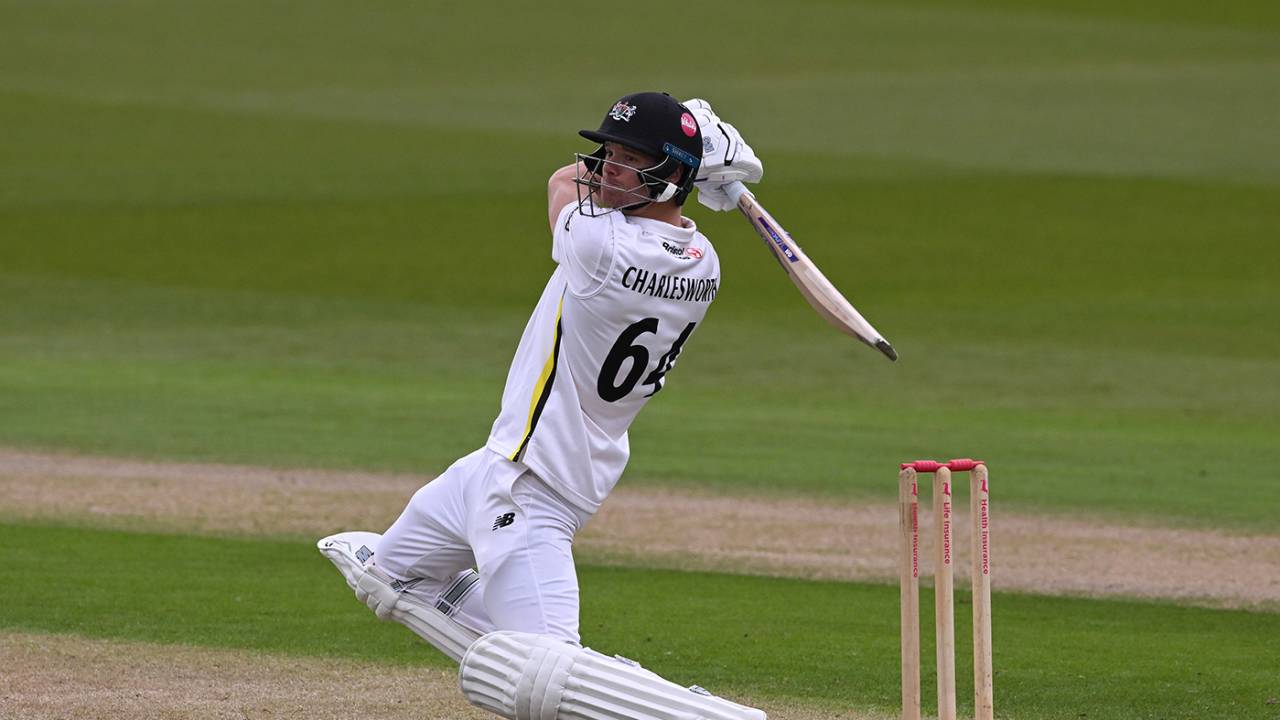 Ben Charlesworth cuts firmly during his half-century, Sussex vs Gloucestershire, County Championship, Division Two, Hove, April 19, 2024