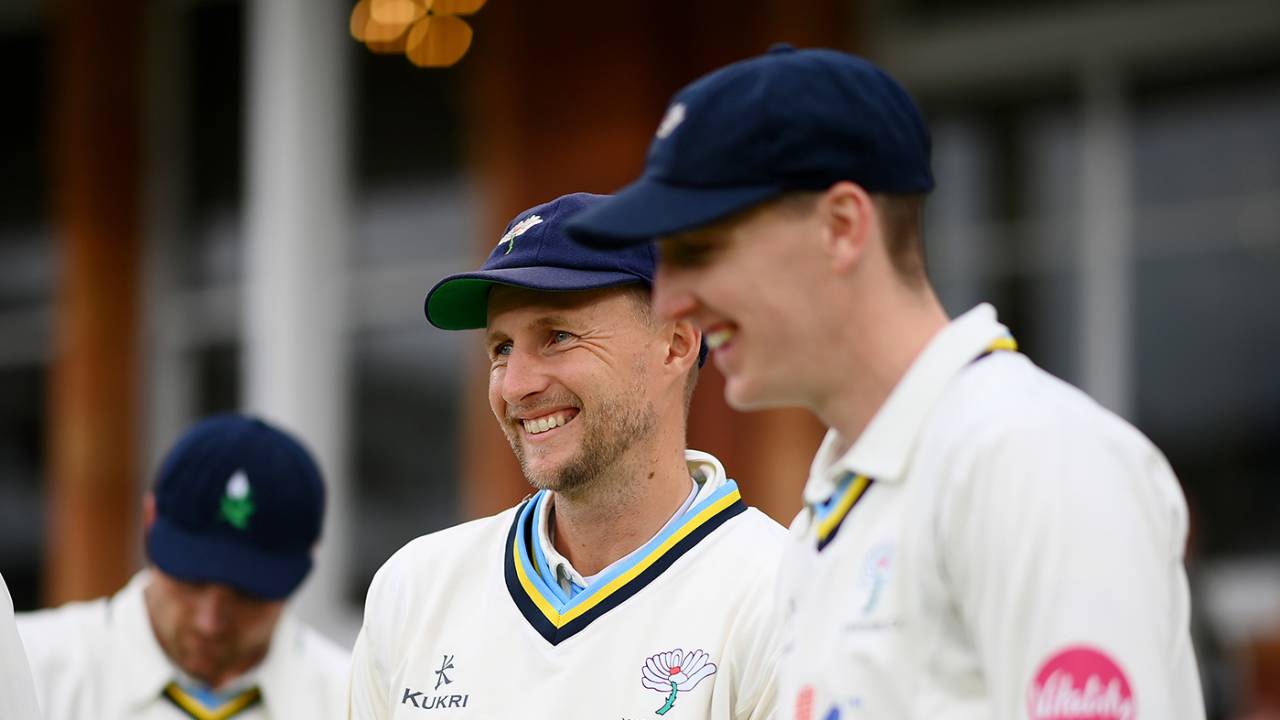 Joe Root and Harry Brook wear the white rose