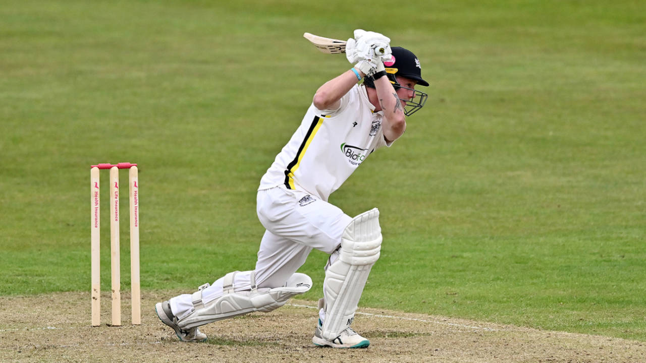 Miles Hammond gets forward, Gloucestershire vs Middlesex, Vitality County Championship, Division Two, Bristol, April 26, 2024