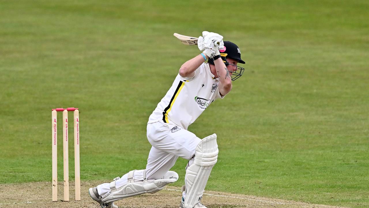 Miles Hammond gets forward, Gloucestershire vs Middlesex, Vitality County Championship, Division Two, Bristol, April 26, 2024