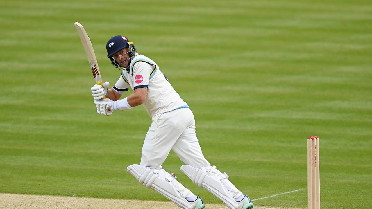 Joe Root works one to the leg side, Middlesex vs Yorkshire, County Championship, Division Two, Lord's, April 19, 2024