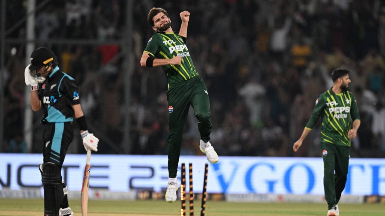 Shaheen Shah Afridi bagged a four-wicket haul, Pakistan vs New Zealand, fifth T20I, Lahore, April 27, 2024