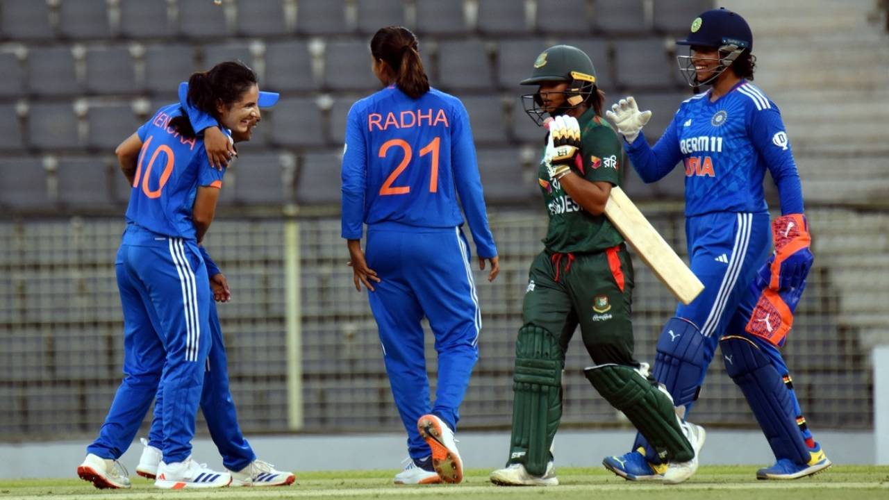 Renuka Singh struck twice in the powerplay and once at the death, Bangladesh vs India, 1st women's T20I. Sylhet, April 28, 2024