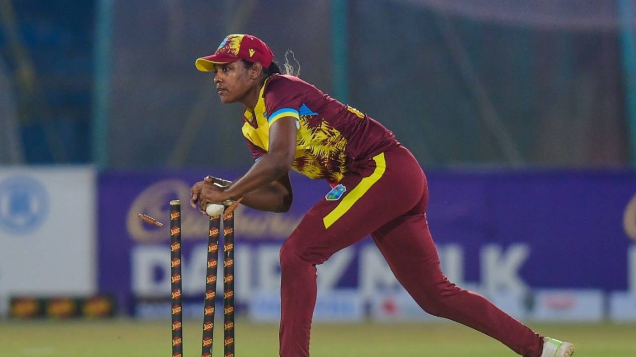 Hayley Matthews took three wickets and completed a run-out before scoring 58 in West Indies' chase, Pakistan vs West Indies, 2nd Women's T20I, Karachi, April 28, 2024