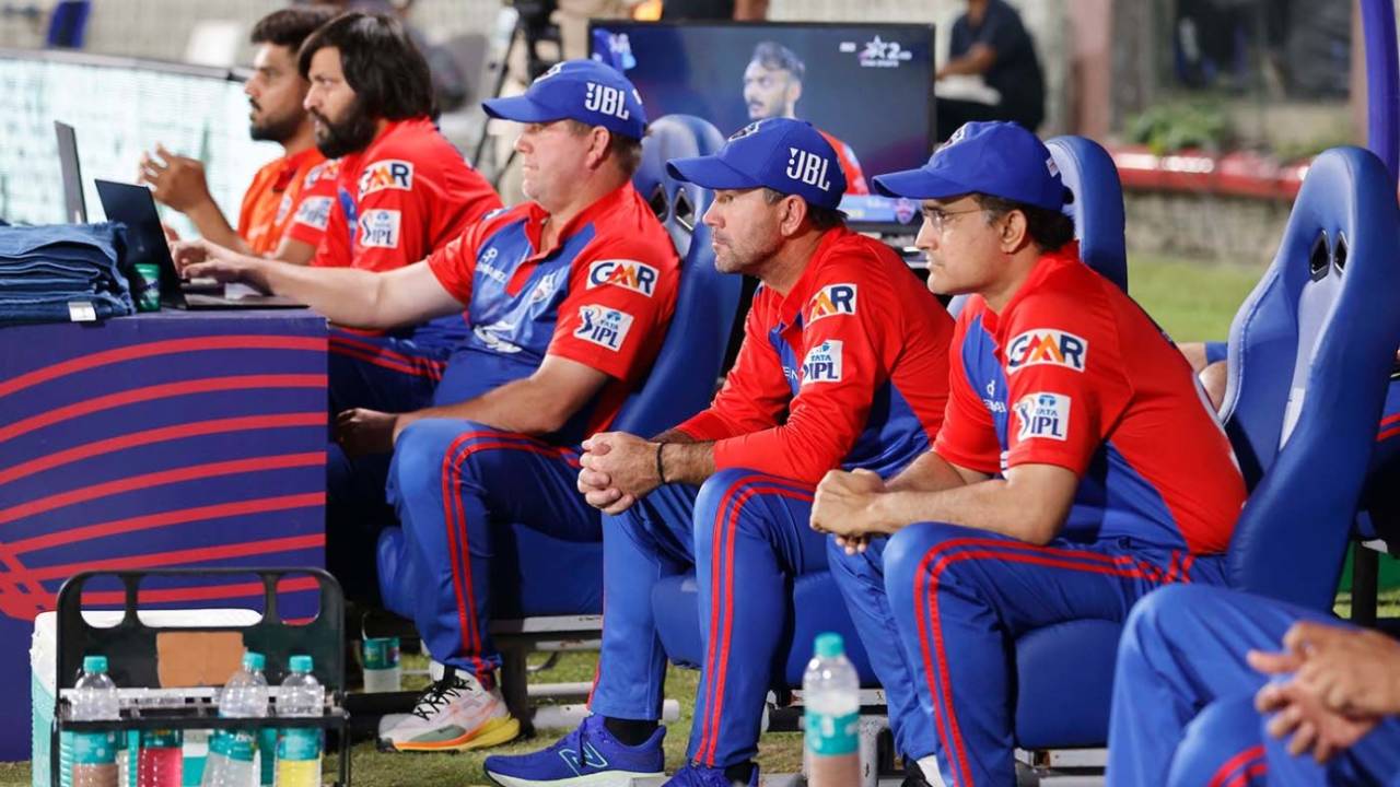 Ricky Ponting and Sourav Ganguly watch from the dugout, Delhi Capitals vs Royal Challengers Bangalore, IPL 2023, Delhi, May 6, 2023