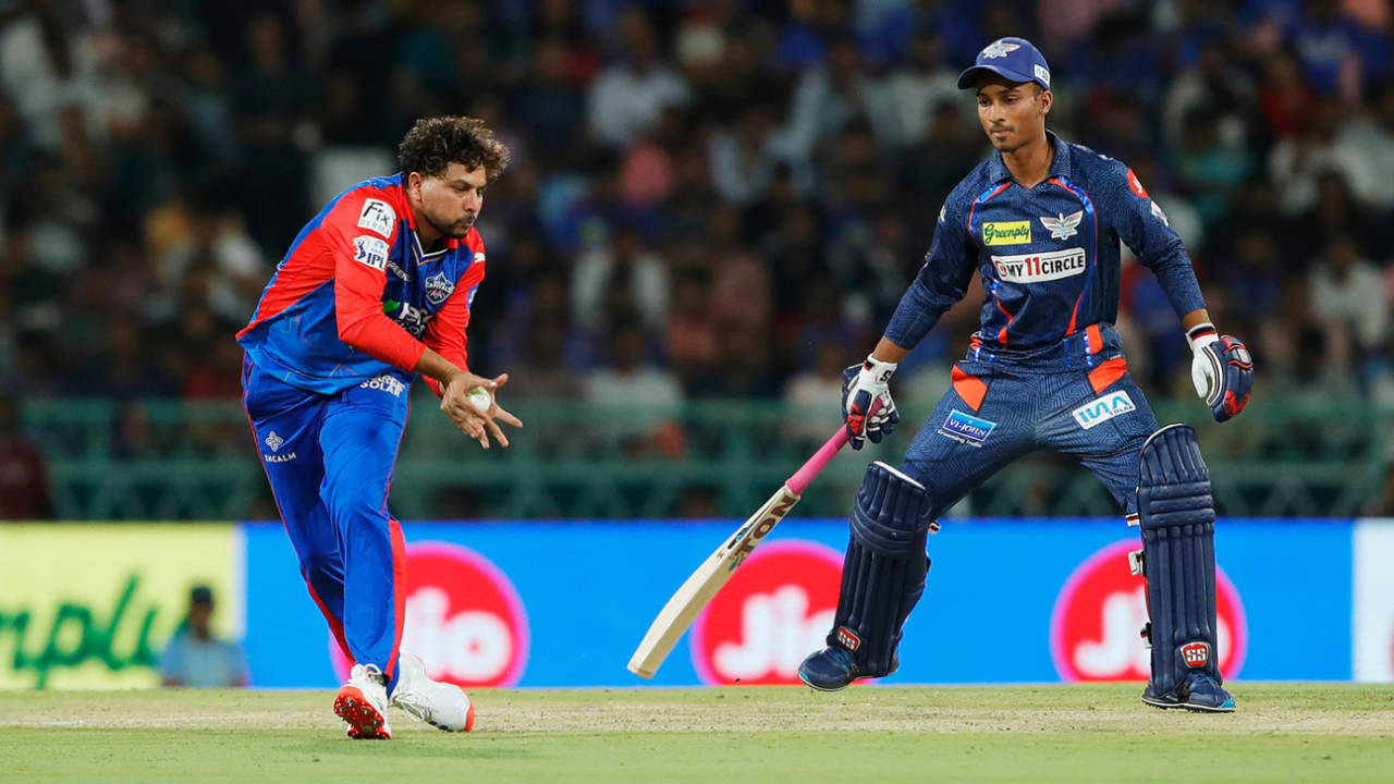 Kuldeep Yadav fields the ball, Lucknow Super Giants vs Delhi Capitals, IPL 2024, Lucknow, April 12, 2024