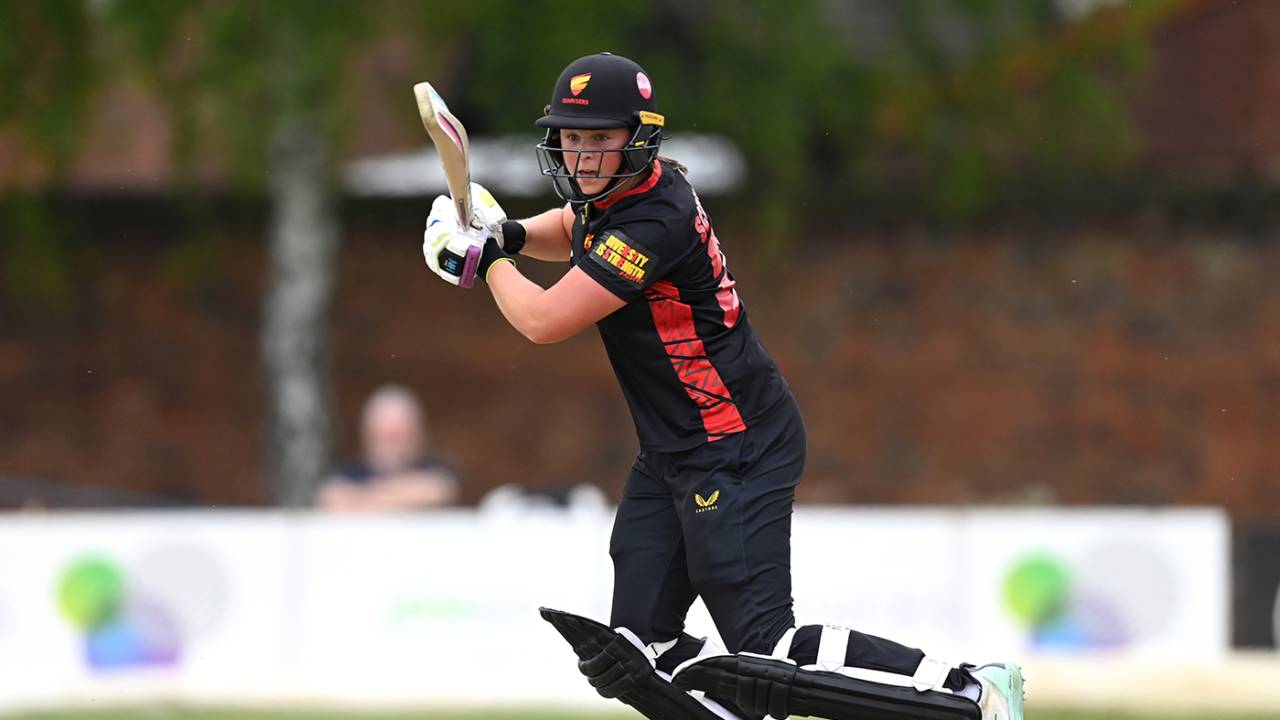 Grace Scrivens was in the runs for Sunrisers, Central Sparks vs Sunrisers, Rachael Heyhoe Flint Trophy, Kidderminster, May 01, 2024