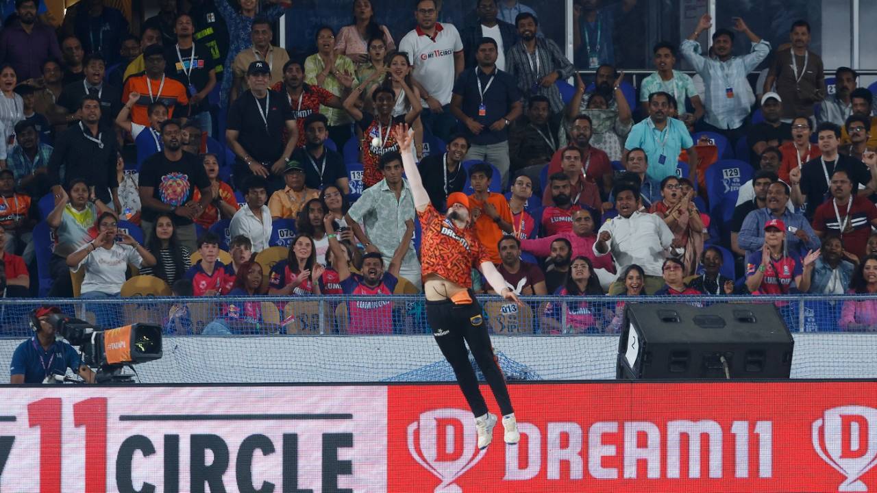 Riyan Parag's mother looks on as his son clears Abdul Samad at long-on for six, Sunrisers Hyderabad vs Rajasthan Royals, IPL 2024, Hyderabad, May 2, 2024