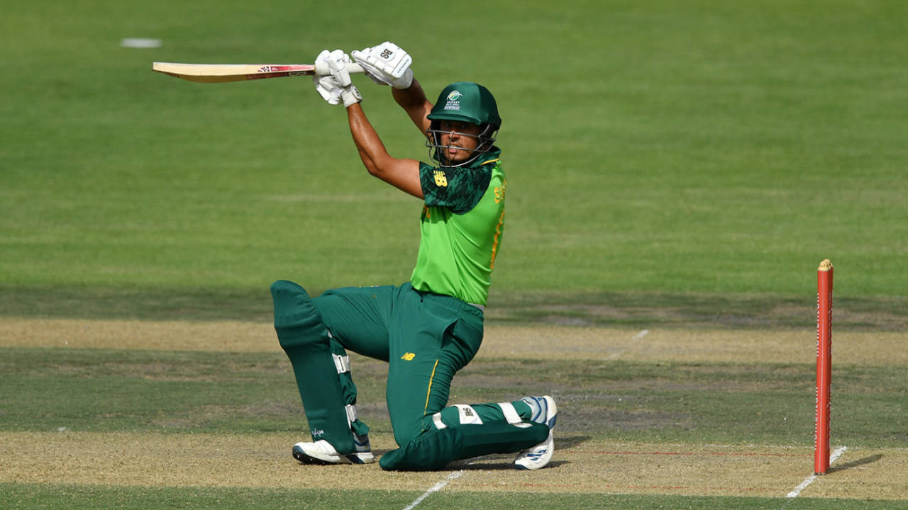 Beyers Swanepoel slices one away over point, South Africa Invitational XI vs England, Paarl, February 1, 2020