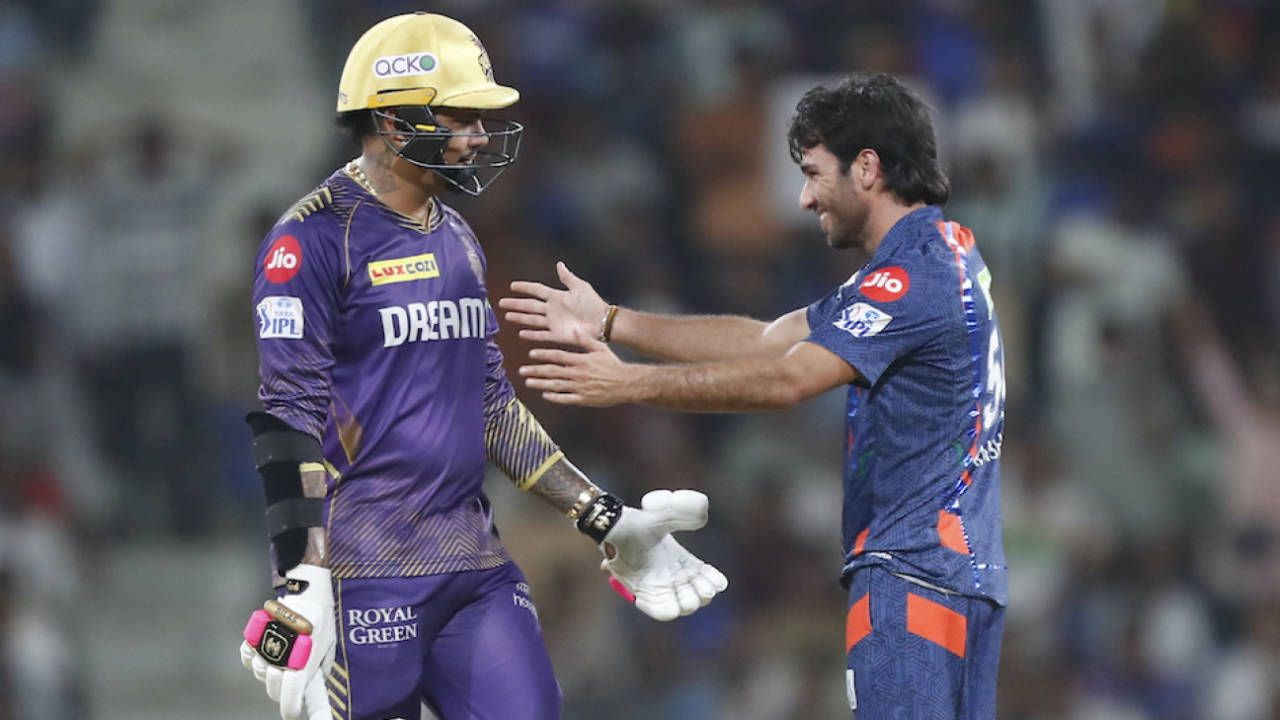 Ravi Bishnoi expresses his admiration for Sunil Narine's innings after dismissing him, Lucknow Super Giants vs Kolkata Knight Riders, IPL 2024, Lucknow, May 5, 2024