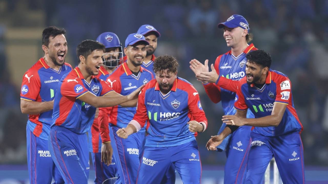 Kuldeep Yadav is pumped after the wicket of Donovan Ferreira, Delhi Capitals vs Rajasthan Royals, IPL 2024, Delhi, May 7, 2024 