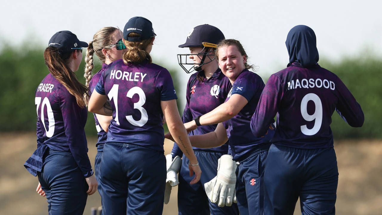 Kathryn Bryce celebrates a wicket with her team, Scotland vs USA, Women's T20 World Cup Qualifier, Abu Dhabi, April 29, 2024