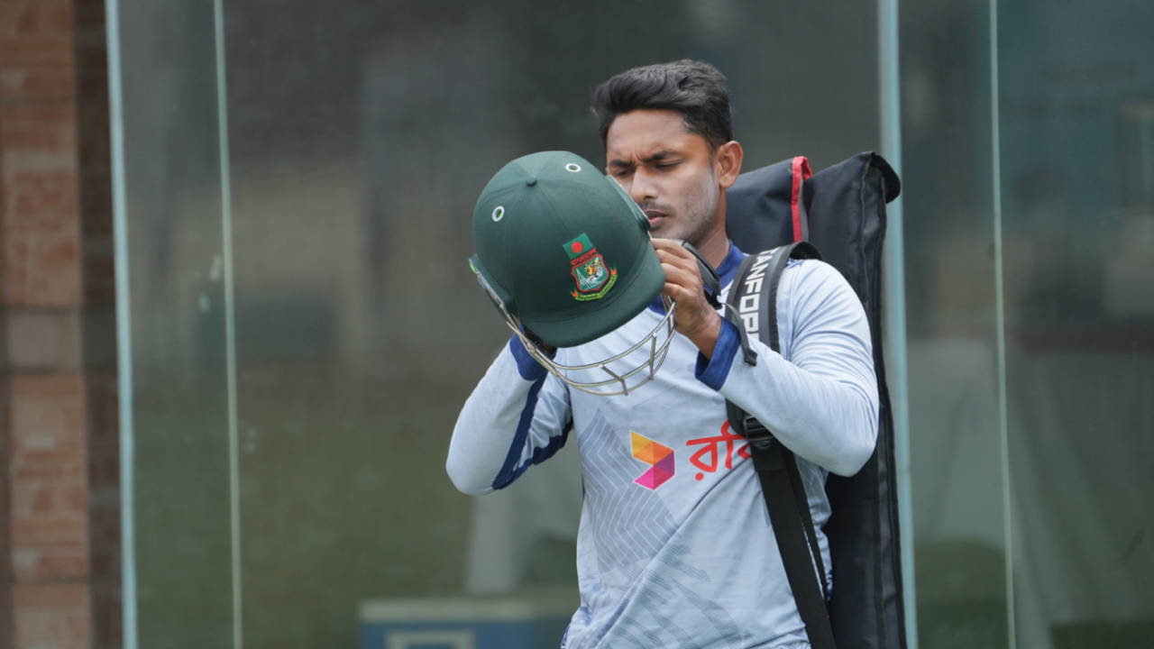 Tanzid Hasan gets ready for a hit in the nets, Bangladesh vs Zimbabwe, 4th T20I, Dhaka, May 9, 2024 