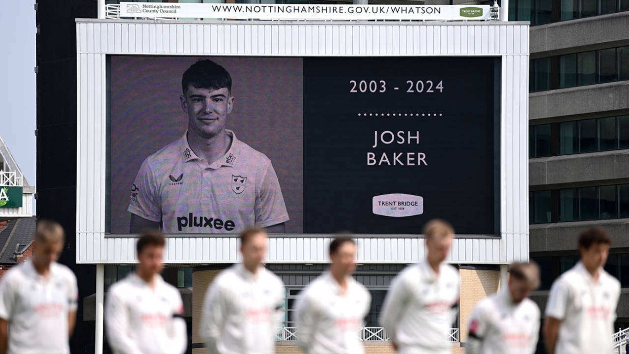 Those at Trent Bridge paid tribute to Josh Baker, Nottinghamshire vs Lancashire, County Championship, Division One, Trent Bridge, May 10, 2024