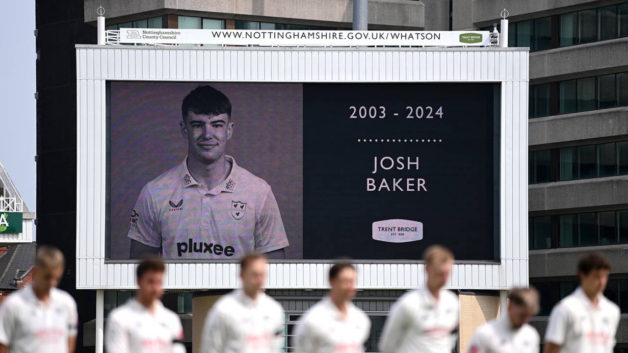 Those at Trent Bridge paid tribute to Josh Baker, Nottinghamshire vs Lancashire, County Championship, Division One, Trent Bridge, May 10, 2024