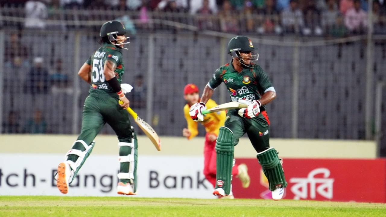 Soumya Sarkar and Tanzid Hasan added 101 for the opening wicket, Bangladesh vs Zimbabwe, 4th T20I, Dhaka, May 10, 2024 