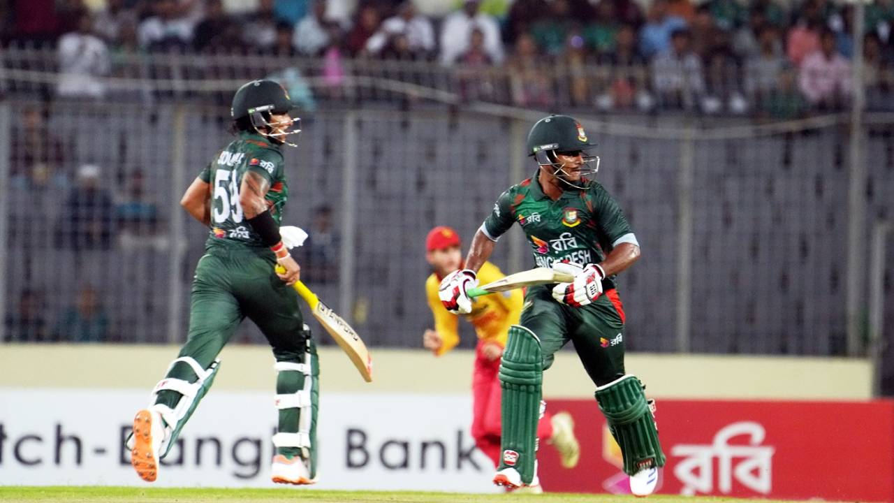 Soumya Sarkar and Tanzid Hasan added 101 for the opening wicket, Bangladesh vs Zimbabwe, 4th T20I, Dhaka, May 10, 2024 