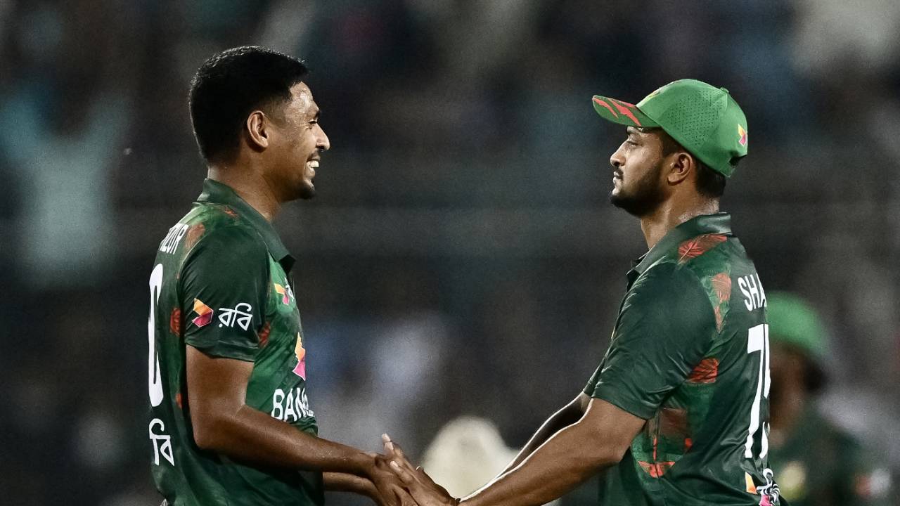 Mustafizur Rahman and Shakib Al Hasan shared seven wickets, Bangladesh vs Zimbabwe, 4th T20I, Dhaka, May 10, 2024 