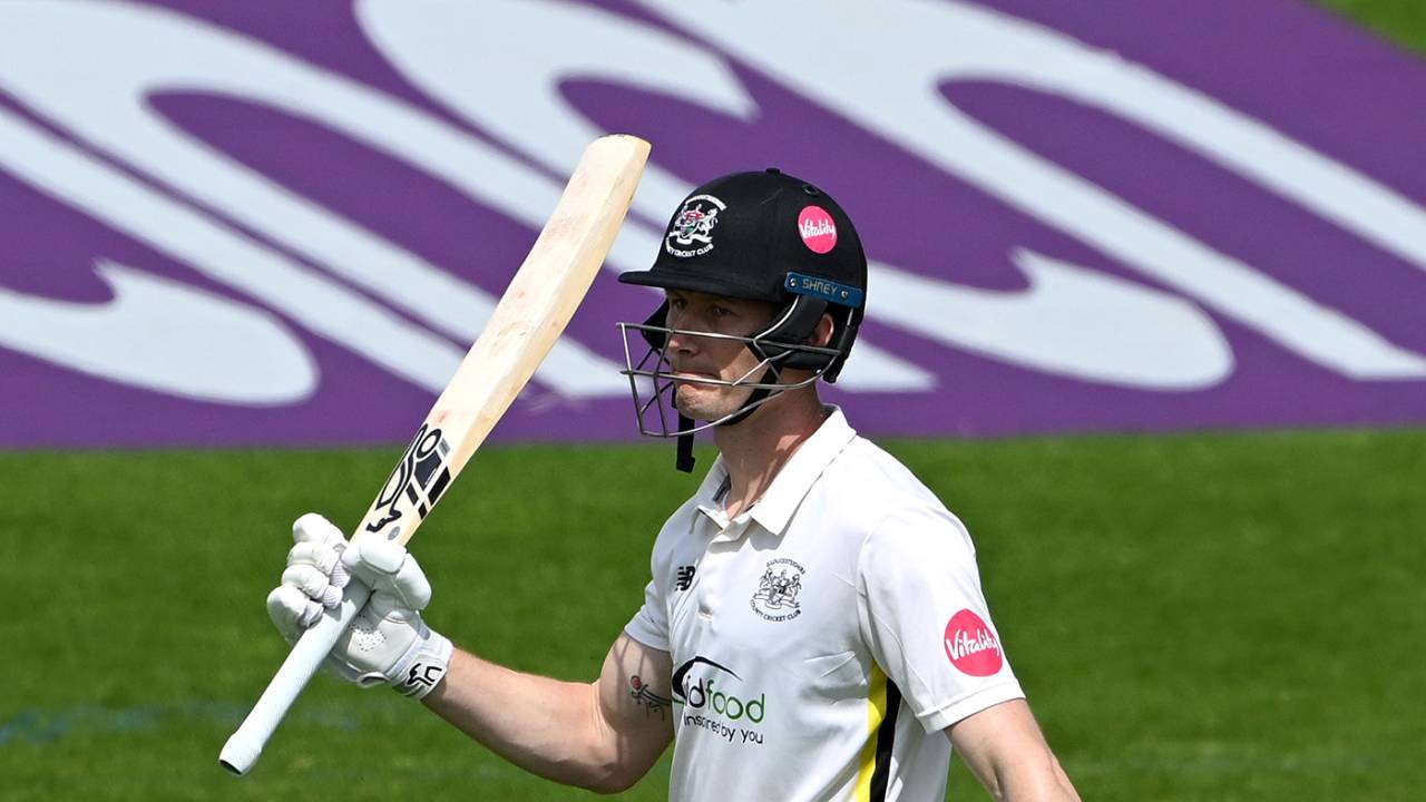 Cameron Bancroft raises his bat on reaching fifty, Northamptonshire vs Gloucestershire, County Championship, Division Two, Wantage Road, May 10, 2024