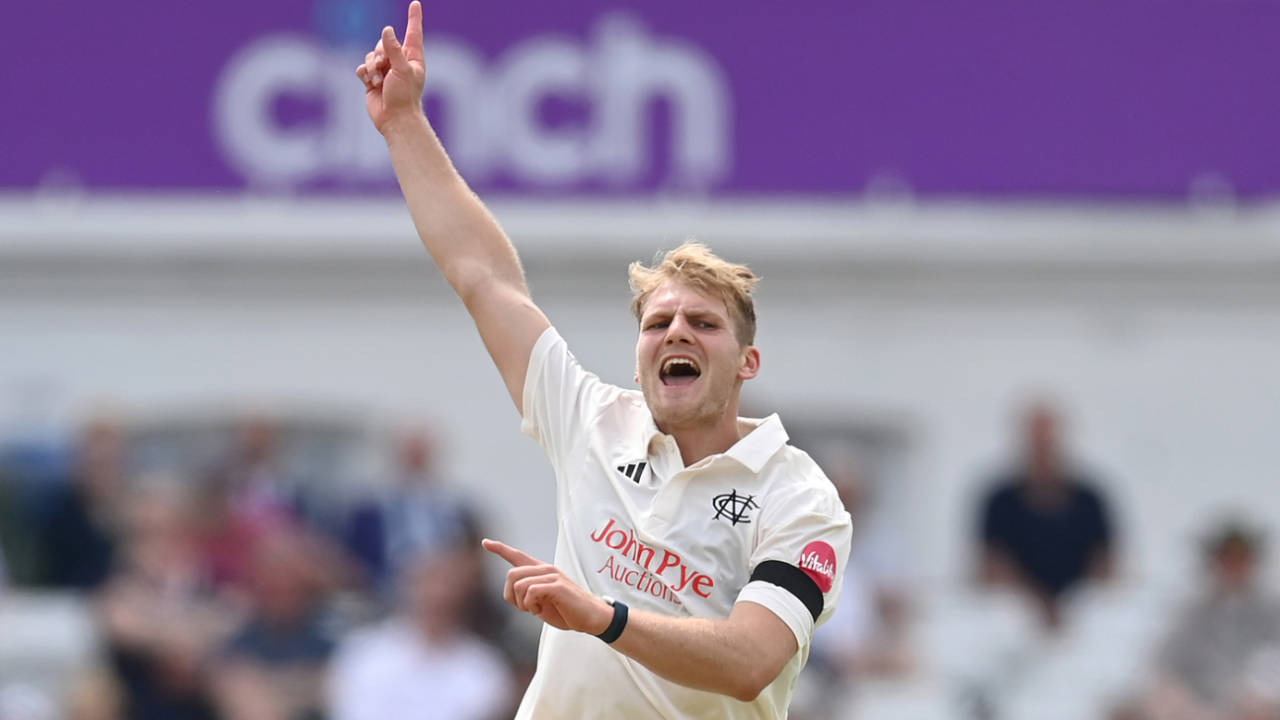 Dillon Pennington struck with the second new ball, Nottinghamshire vs Lancashire, County Championship, Division One, Trent Bridge, May 10, 2024