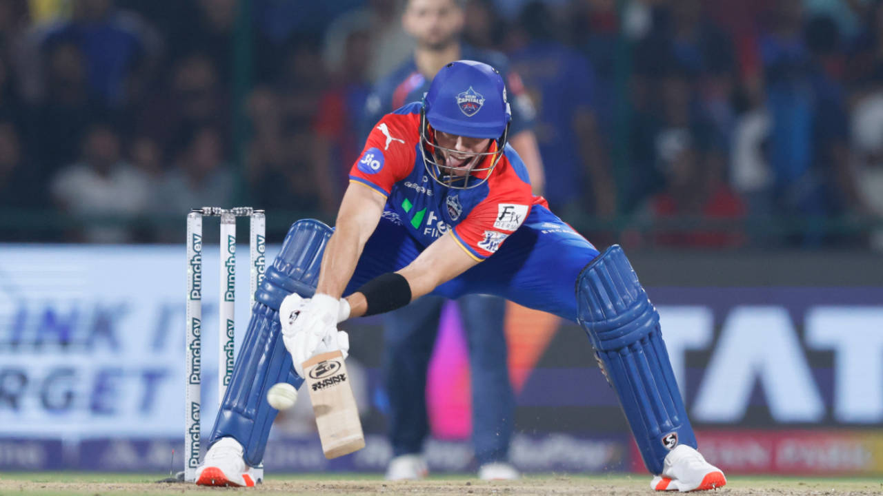 Tristan Stubbs prepares to deposit a four between the keeper and slip, Delhi Capitals vs Lucknow Super Giants, IPL 2024, Delhi, May 14, 2024