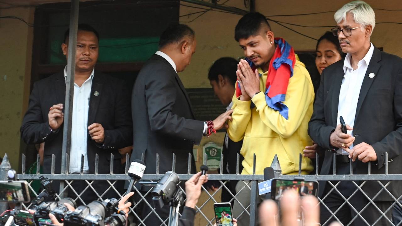 Sandeep Lamichhane outside the court after being acquitted of rape charges, Kathmandu, May 15, 2024