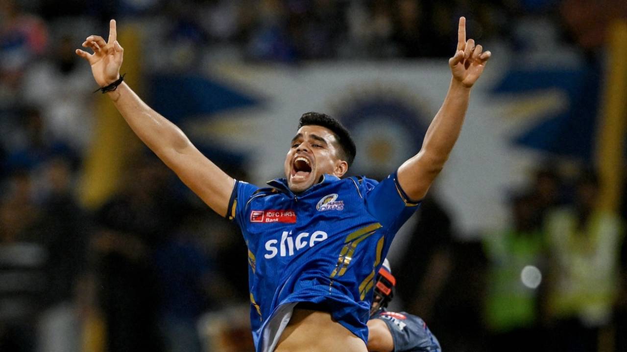 Arjun Tendulkar goes up in appeal, Mumbai Indians vs Lucknow Super Giants, IPL 2024, Mumbai, May 17, 2024