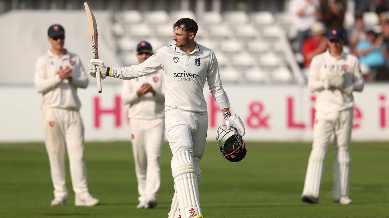 Ed Barnard is applauded on reaching his hundred, Essex vs Warwickshire, County Championship, Chelmsford, May 17, 2024