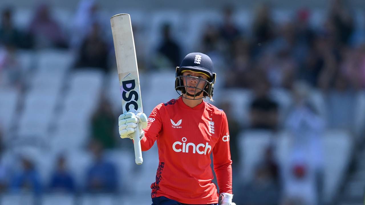 Danni Wyatt acknowledges her half-century, England vs Pakistan, 3rd Women's T20I, Headingley, May 19, 2024