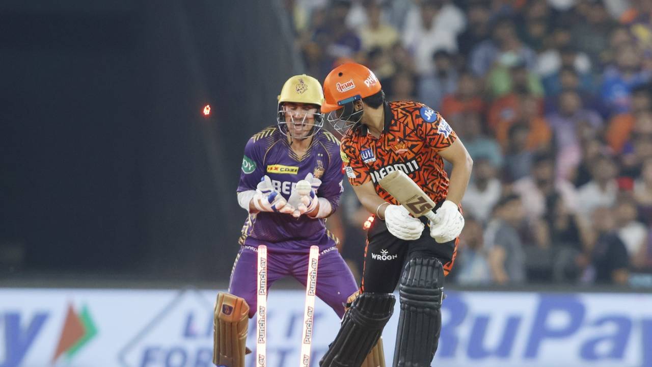 Sanvir Singh saw his middle pole flattened first ball by Sunil Narine, Kolkata Knight Riders vs Sunrisers Hyderabad, Qualifier 1, IPL 2024, Ahmedabad, May 21, 2024