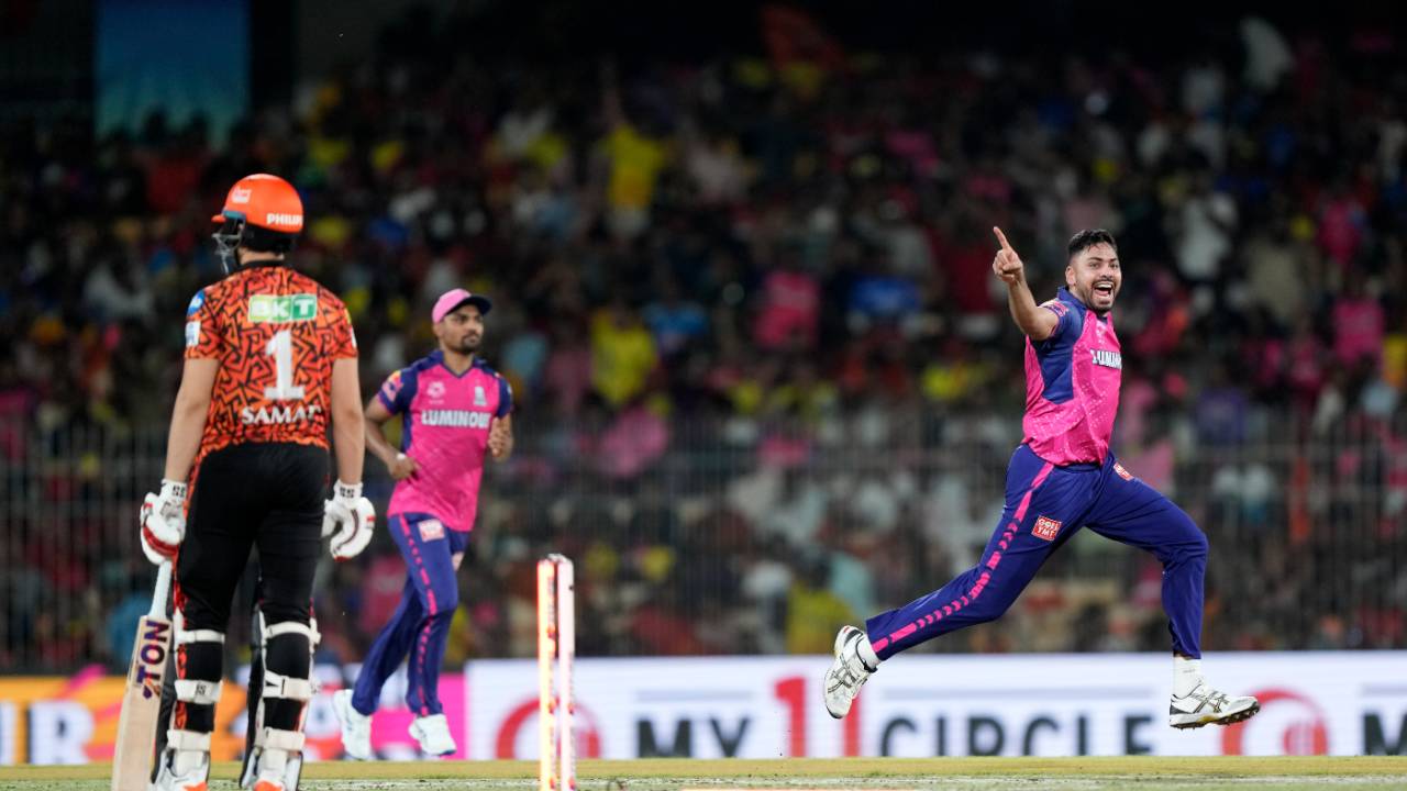 Avesh Khan takes off after bowling Abdul Samad for a duck, Sunrisers Hyderabad vs Rajasthan Royals, Qualifier 2, IPL 2024, Chennai, May 24, 2024