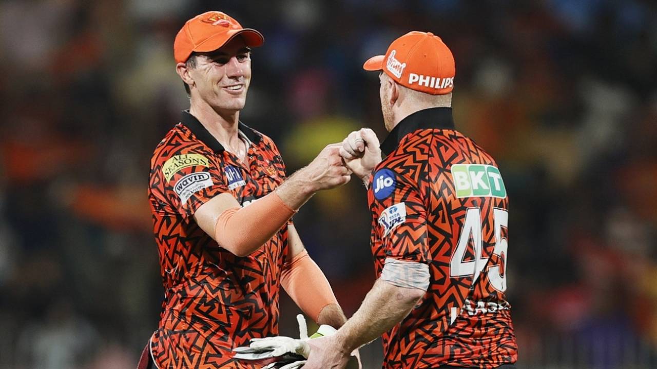 Pat Cummins and Heinrich Klaasen celebrate SRH's entry into the final, Sunrisers Hyderabad vs Rajasthan Royals, Qualifier 2, IPL 2024, Chennai, May 24, 2024