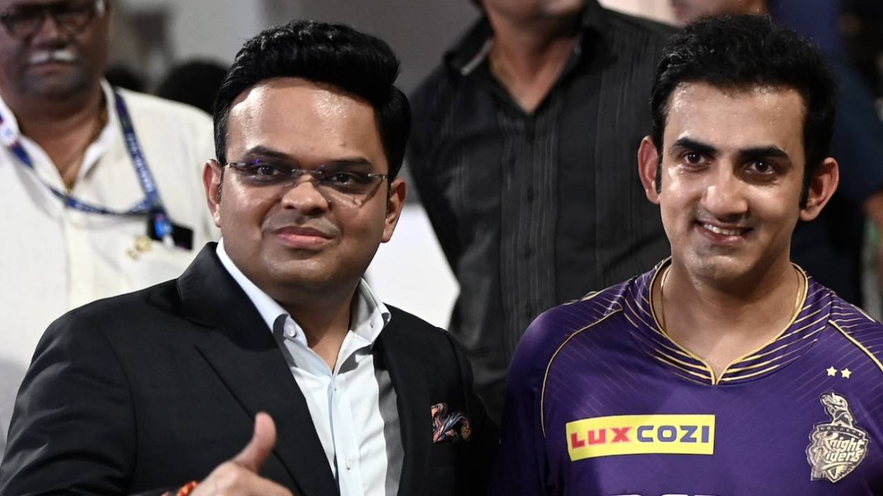 BCCI secretary Jay Shah poses with KKR mentor Gautam Gambhir, Kolkata Knight Riders vs Sunrisers Hyderabad, IPL 2024, final, Chennai, May 26, 2024