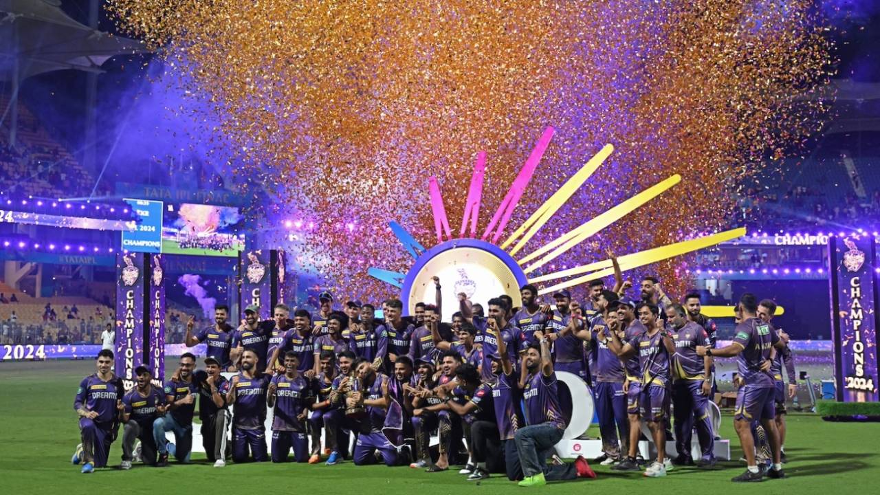 It's celebration time for the KKR boys, Kolkata Knight Riders vs Sunrisers Hyderabad, Final, IPL 2024, Chennai, May 26, 2024