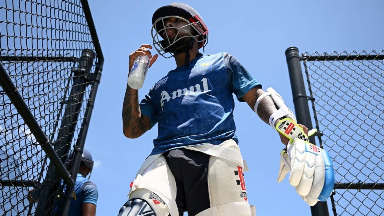 Charith Asalanka pauses during a net session, T20 World Cup 2024, Lauderhill, Florida May 26, 2024
