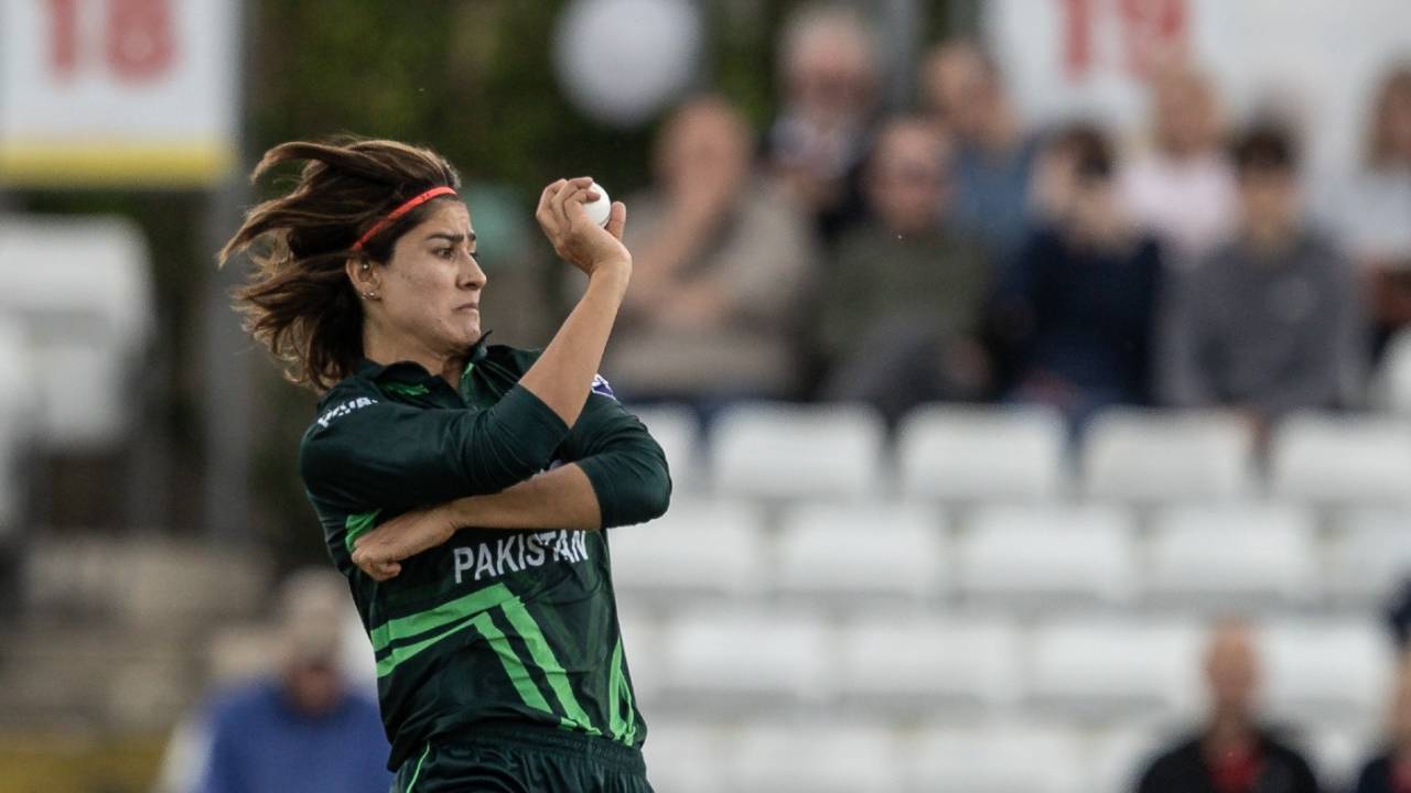 Diana Baig removed the dangerous Maia Bouchier for 34, England vs Pakistan, 3rd Women's ODI, Chelmsford, May 29, 2024