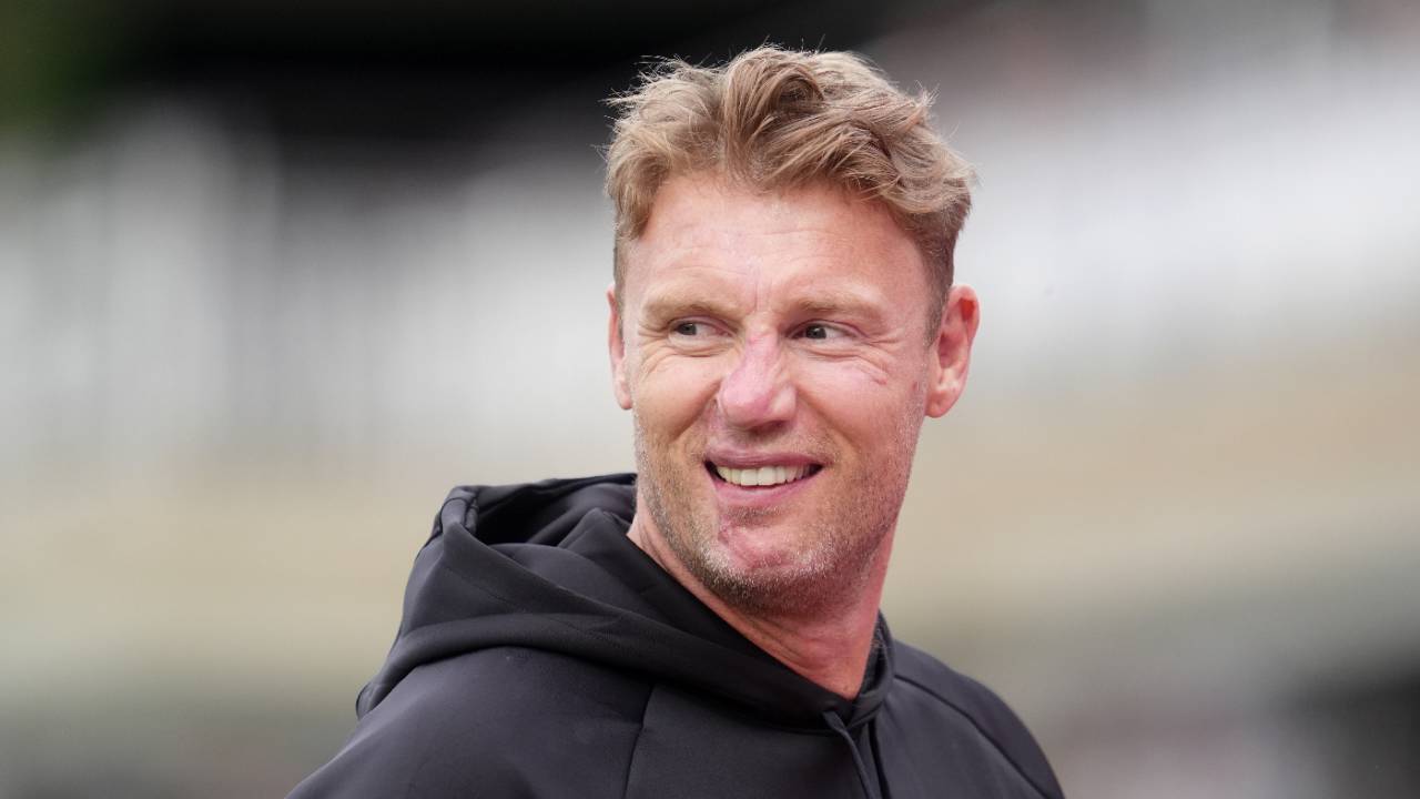Andrew Flintoff, now a member of England's coaching staff, grins at The Oval, England vs Pakistan, 4th T20I, The Oval, May 30, 2024