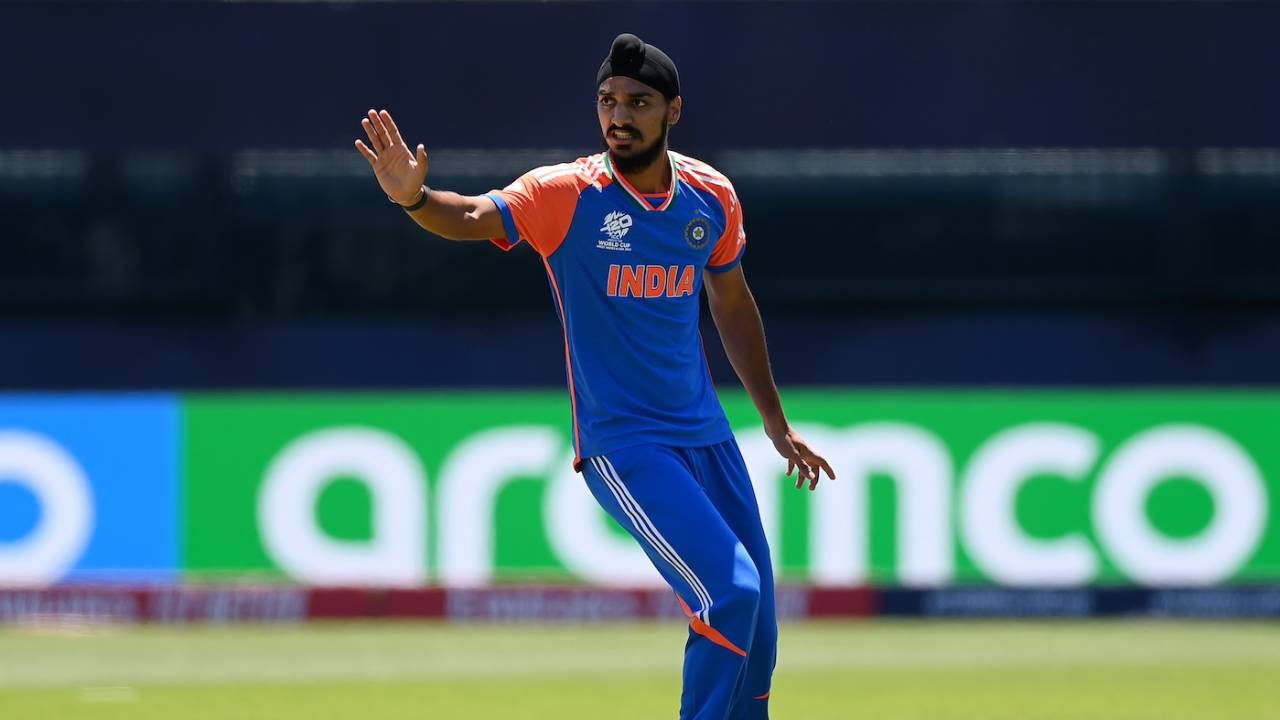 Arshdeep Singh in action, Bangladesh vs India, warm-up game, T20 World Cup, New York, June 1, 2024