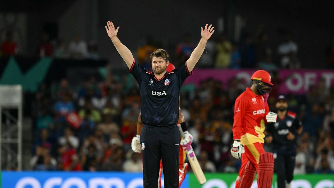 Corey Anderson picked up a wicket off his first ball at the T20 World Cup 2024, USA vs Canada, T20 World Cup 2024, Group A, Dallas, June 1, 2024