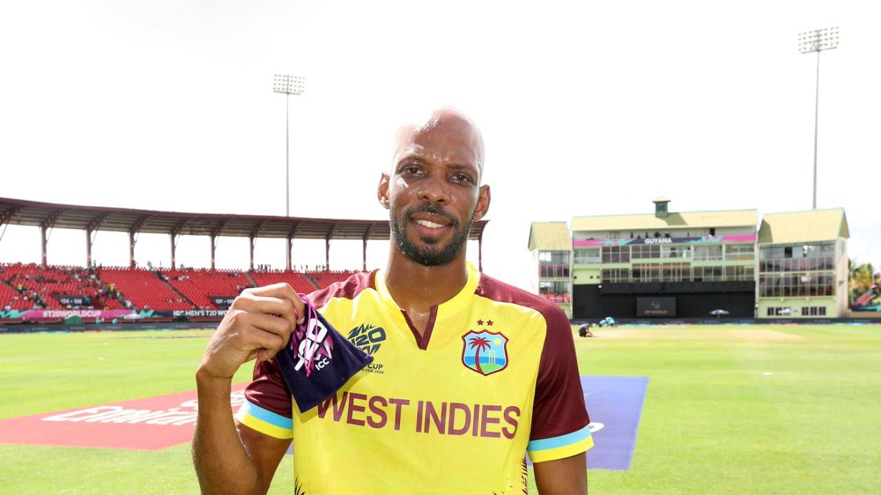 Roston Chase was the Player of the Match, West Indies vs Papua New Guinea, 2024 T20 World Cup, Providence, Guyana, June 2, 2024