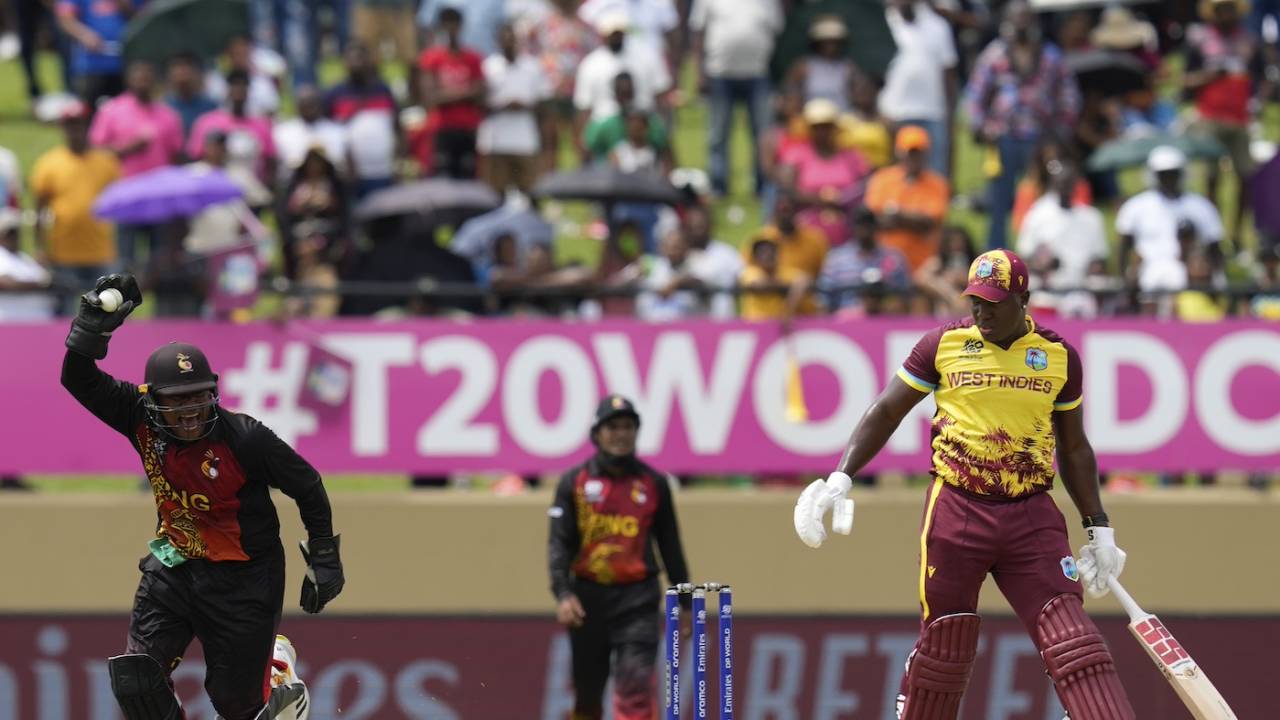 Rovman Powell was caught behind, West Indies vs Papua New Guinea, 2024 T20 World Cup, Providence, Guyana, June 2, 2024